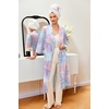 Ekouaer Robes for Women Long Waffle Knit Bathrobe Shawl Collar House Coats(Pink Tie Dye/Small Waffle)