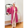 Ekouaer Robes for Women Long Waffle Knit Bathrobe Shawl Collar House Coats(Rose Red/Small Waffle)
