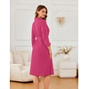 Ekouaer Robes for Women Long Waffle Knit Bathrobe Shawl Collar House Coats(Rose Red/Small Waffle)