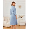 Ekouaer Robes for Women Long Waffle Knit Bathrobe Shawl Collar House Coats(Sky Blue/Small Waffle)