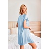 Ekouaer Satin Nightgowns for Women Short Sleeve V-Neck Silk Sleep Shirt(Blue)