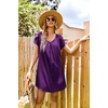 Ekouaer Satin Nightgowns for Women Short Sleeve V-Neck Silk Sleep Shirt(Purple)
