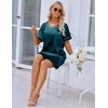 Ekouaer Satin Nightgowns for Women Silk Sleep Shirts V Neck T Shirt Dress(Blue)
