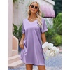 Ekouaer Satin Nightgowns for Women Silk Sleep Shirts V Neck T Shirt Dress(Lilac)