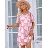 Ekouaer Satin Nightgowns for Women Silk Sleep Shirts V Neck T Shirt Dress(Pink Bow)