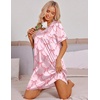 Ekouaer Satin Nightgowns for Women Silk Sleep Shirts V Neck T Shirt Dress(Pink Bow)