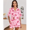 Ekouaer Satin Pajama Set for Women 2 Piece Pj Sets Short Sleeve Sleepwear(Bow)