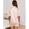 Ekouaer Satin Pajama Set for Women 2 Piece Pj Sets Short Sleeve Sleepwear(Champagne)
