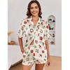 Ekouaer Satin Pajama Set for Women 2 Piece Pj Sets Short Sleeve Sleepwear(Light Apricot/Candy Cane)