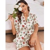 Ekouaer Satin Pajama Set for Women 2 Piece Pj Sets Short Sleeve Sleepwear(Light Apricot/Candy Cane)