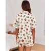 Ekouaer Satin Pajama Set for Women 2 Piece Pj Sets Short Sleeve Sleepwear(Light Apricot/Candy Cane)