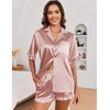 Ekouaer Satin Pajama Set for Women 2 Piece Pj Sets Short Sleeve Sleepwear(Lotus Pink)