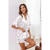 Ekouaer Satin Pajama Set for Women 2 Piece Pj Sets Short Sleeve Sleepwear(Pink Hydrangea)