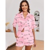 Ekouaer Satin Pajama Set for Women 2 Piece Pj Sets Short Sleeve Sleepwear(Pink Love)