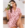 Ekouaer Satin Pajama Set for Women 2 Piece Pj Sets Short Sleeve Sleepwear(Pink/Cookie Man)