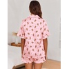 Ekouaer Satin Pajama Set for Women 2 Piece Pj Sets Short Sleeve Sleepwear(Pink/Cookie Man)
