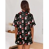 Ekouaer Satin Pajama Set for Women 2 Piece Pj Sets Short Sleeve Sleepwear(Z-black Christmas)