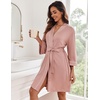 Ekouaer Women Robes Knee Length Kimono Bathrobe Lightweight Soft Sleepwear(1 Misty Rose)
