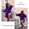 Ekouaer Women Robes Knee Length Kimono Bathrobe Lightweight Soft Sleepwear(1 Purple)