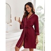 Ekouaer Women Robes Knee Length Kimono Bathrobe Lightweight Soft Sleepwear(1 Wine Red)