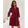 Ekouaer Women Robes Knee Length Kimono Bathrobe Lightweight Soft Sleepwear(1 Wine Red)