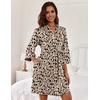 Ekouaer Women Robes Knee Length Kimono Bathrobe Lightweight Soft Sleepwear(Beige Black Floral)