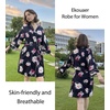 Ekouaer Women Robes Knee Length Kimono Bathrobe Lightweight Soft Sleepwear(Black Floral)