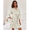 Ekouaer Women Robes Knee Length Kimono Bathrobe Lightweight Soft Sleepwear(Black White Floral)