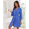 Ekouaer Women Robes Knee Length Kimono Bathrobe Lightweight Soft Sleepwear(Blue)