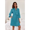 Ekouaer Women Robes Knee Length Kimono Bathrobe Lightweight Soft Sleepwear(Blue Green)