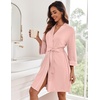 Ekouaer Women Robes Knee Length Kimono Bathrobe Lightweight Soft Sleepwear(Light Pink)