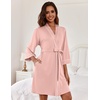 Ekouaer Women Robes Knee Length Kimono Bathrobe Lightweight Soft Sleepwear(Light Pink)