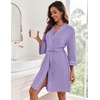 Ekouaer Women Robes Knee Length Kimono Bathrobe Lightweight Soft Sleepwear(Light Purple)