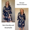 Ekouaer Women Robes Knee Length Kimono Bathrobe Lightweight Soft Sleepwear(Navy Blue Floral)