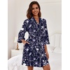 Ekouaer Women Robes Knee Length Kimono Bathrobe Lightweight Soft Sleepwear(Navy Blue White Floral)