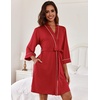Ekouaer Women Robes Knee Length Kimono Bathrobe Lightweight Soft Sleepwear(Red)