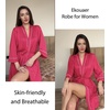 Ekouaer Women Robes Knee Length Kimono Bathrobe Lightweight Soft Sleepwear(Rose Red)