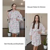Ekouaer Women Robes Knee Length Kimono Bathrobe Lightweight Soft Sleepwear(White Pink Floral)