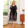 Ekouaer Women’s House Dress with Pockets(Black Ethnic Floral)