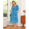 Ekouaer Women’s House Dress with Pockets(Deep Blue+light Blue+white)