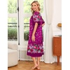 Ekouaer Women’s House Dress with Pockets(Deep Purple Floral)