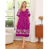 Ekouaer Women’s House Dress with Pockets(Deep Purple Floral)
