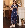 Ekouaer Womens Nightgown Long Nightgowns Full Length Moo Moos with Pockets(Black Butterfly)