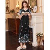 Ekouaer Womens Nightgown Long Nightgowns Full Length Moo Moos with Pockets(Black Butterfly Floral)