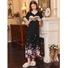 Ekouaer Womens Nightgown Long Nightgowns Full Length Moo Moos with Pockets(Black Floral)