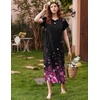 Ekouaer Womens Nightgown Long Nightgowns Full Length Moo Moos with Pockets(Black Sakura)