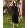 Ekouaer Womens Nightgown Long Nightgowns Full Length Moo Moos with Pockets(Black/Grey)