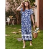 Ekouaer Womens Nightgown Long Nightgowns Full Length Moo Moos with Pockets(Blue Bohemian Flowers)