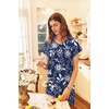 Ekouaer Womens Nightgown Long Nightgowns Full Length Moo Moos with Pockets(Blue Ethnic Flower)