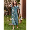 Ekouaer Womens Nightgown Long Nightgowns Full Length Moo Moos with Pockets(Blue Flower)